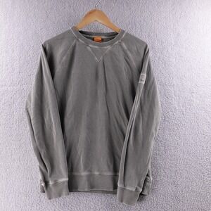 BOSS Orange Men's S Gray Crewneck Sweatshirt Long Sleeve Raglan Cotton Blend